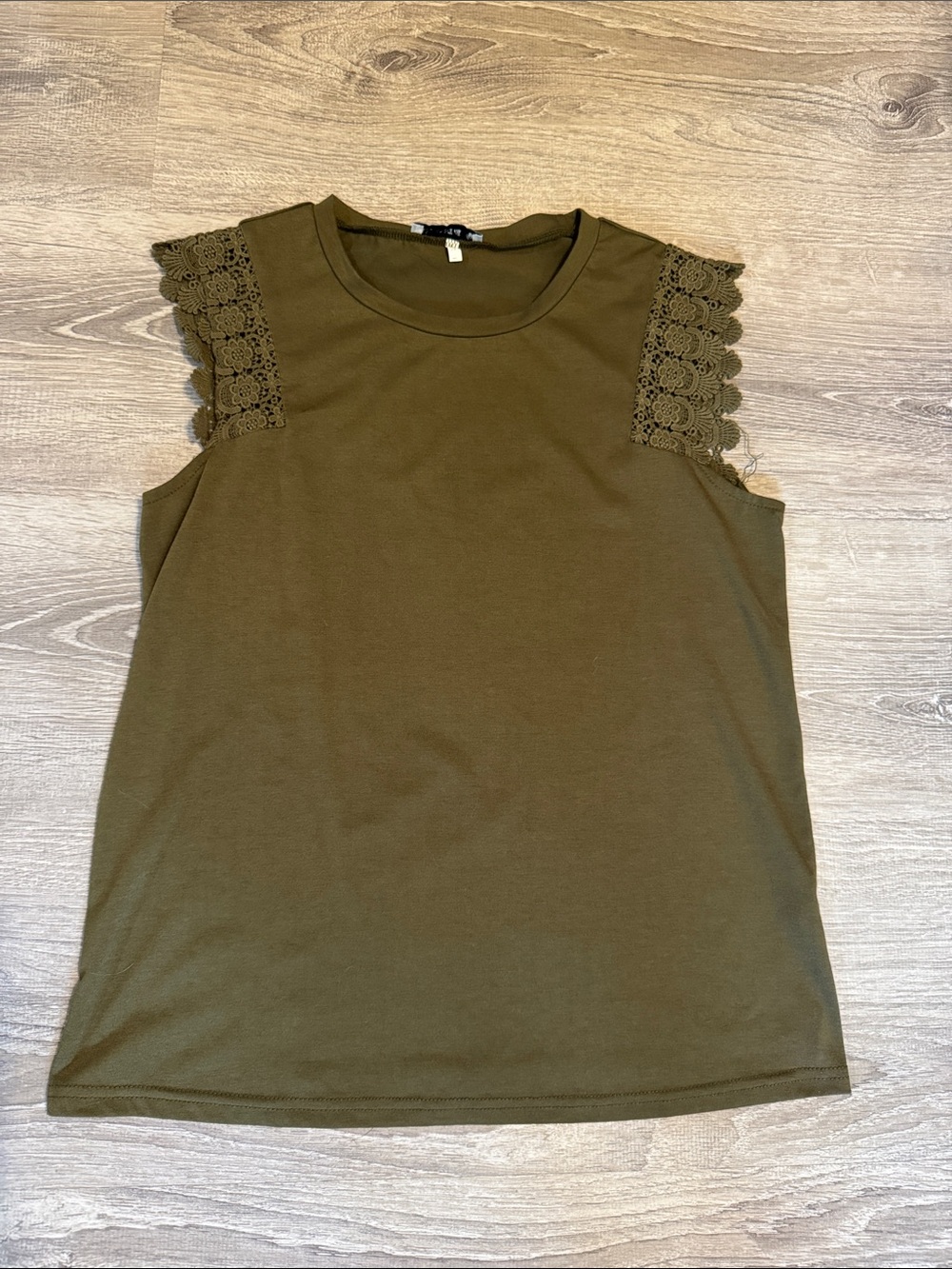 Crochet Sleeve Olive Tank Top for Women